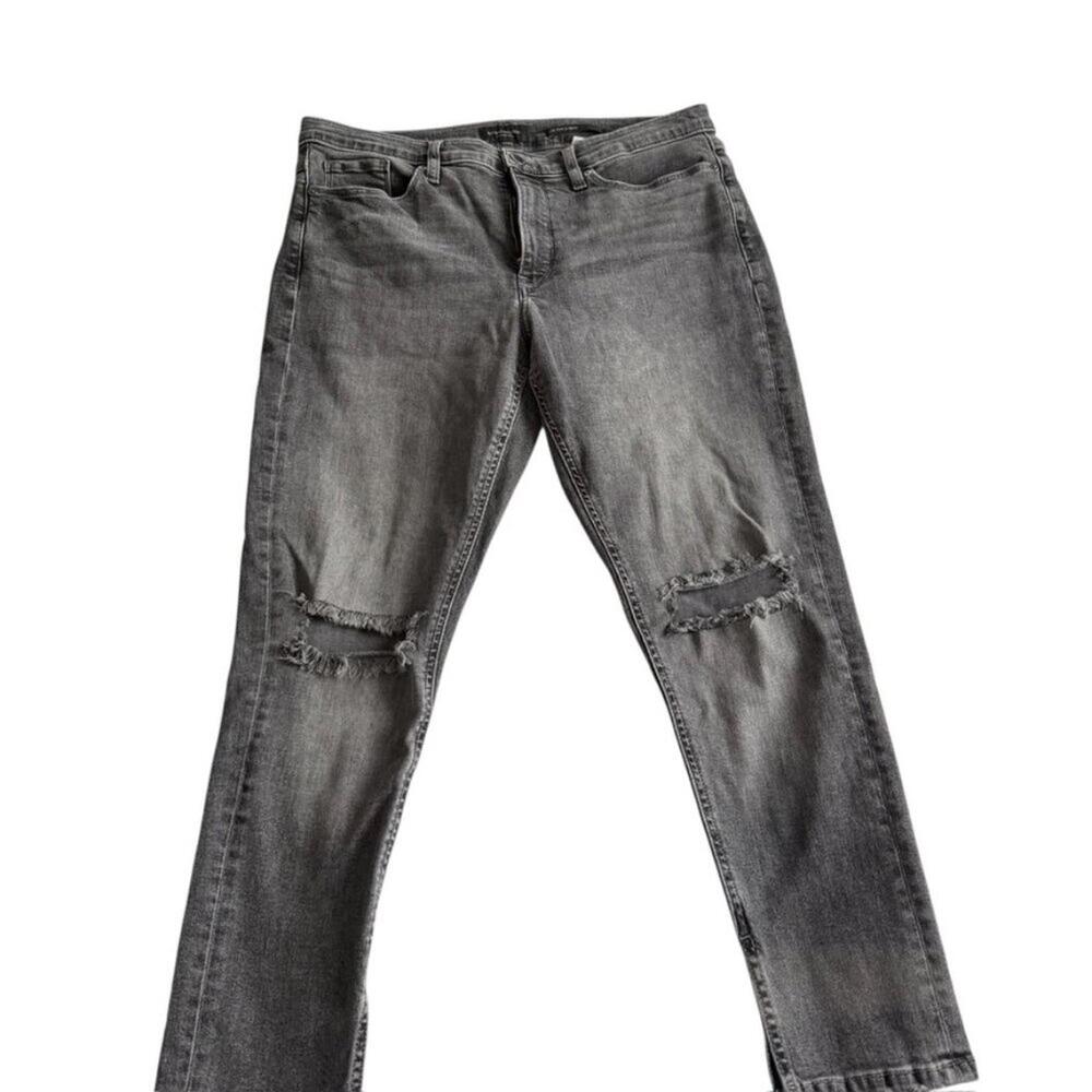 Banana Republic mid rise skinny black ripped slit ELM Wash 31